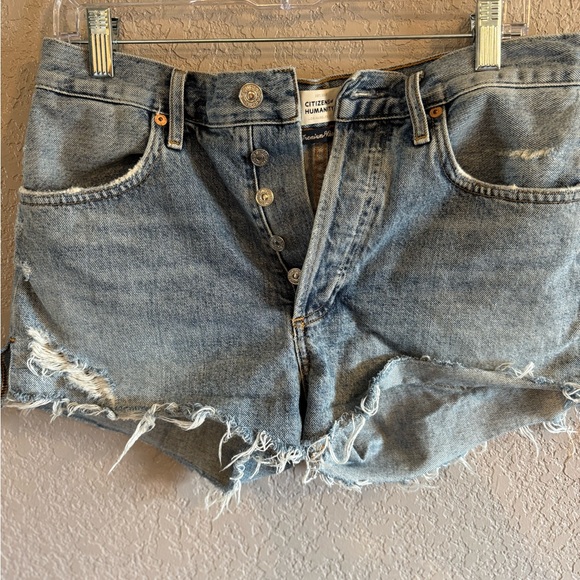 Citizens of Humanity Light Blue Distressed Jean Shorts - Picture 1 of 7